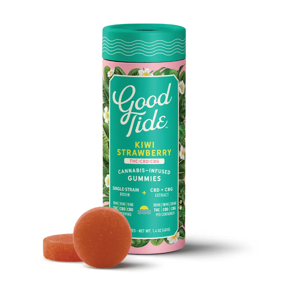 Good Tide – Kiwi Strawberry 1:1:1 CBD + CBG Single-Strain Rosin Gummies | Refreshing | 100mg