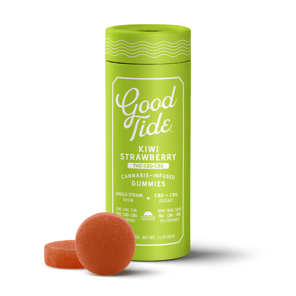 Good Tide – Kiwi Strawberry 1:1:1 CBD + CBG Single-Strain Rosin Gummies | Refreshing | 100mg