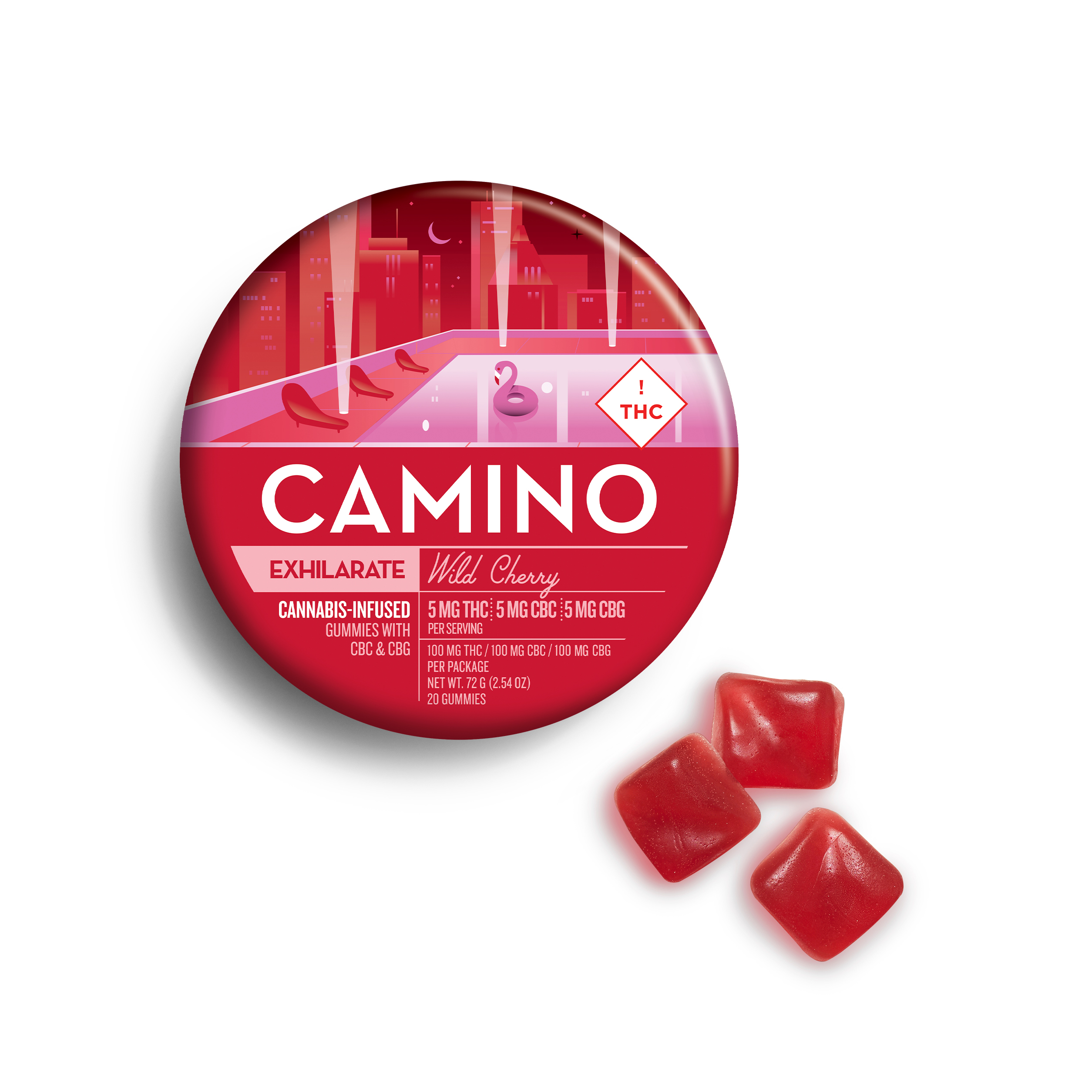 Camino – 1:1:1 'Exhilarate' Wild Cherry [20pk] (100mg THC/100mg CBC/100mg CBG)