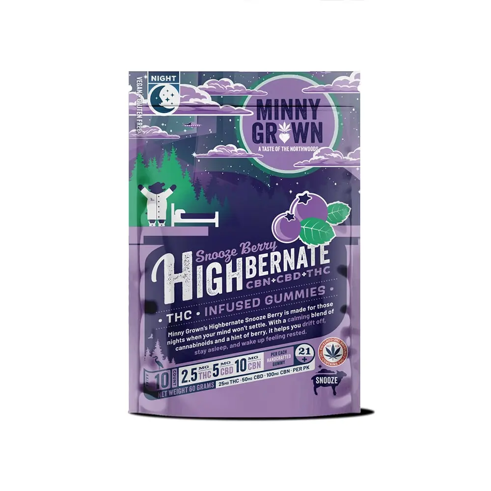 Minny Grown – Snooze Berry Highbernate 1:2:4 [10pk] (25mg THC/50mg CBD/100mg CBN)