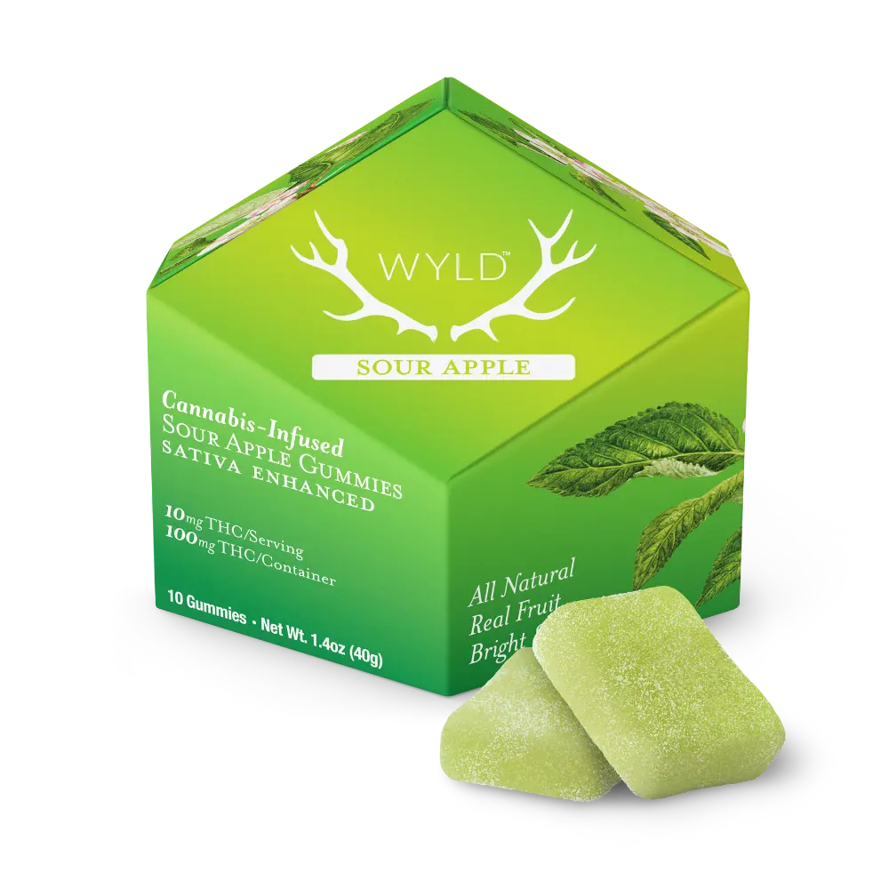 WYLD – Sour Apple Sativa Enhanced Gummies | 100mg