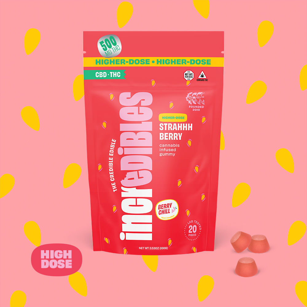 incredibles – 1:1 Strahhhberry + CBD High Dose [20pk] (500mg THC/500mg CBD)
