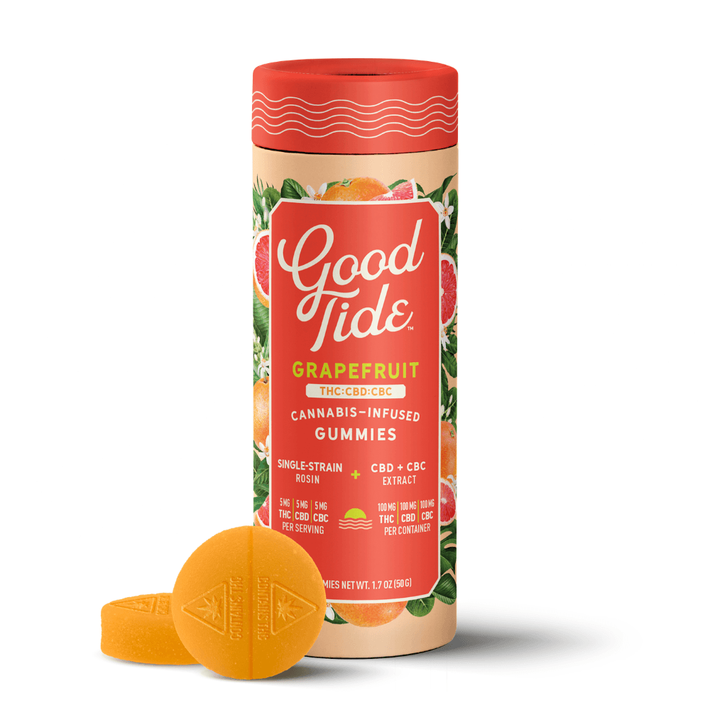 Good Tide – Grapefruit 1:1:1 CBD + CBC Single-Strain Rosin Gummies | Blissful | 100mg