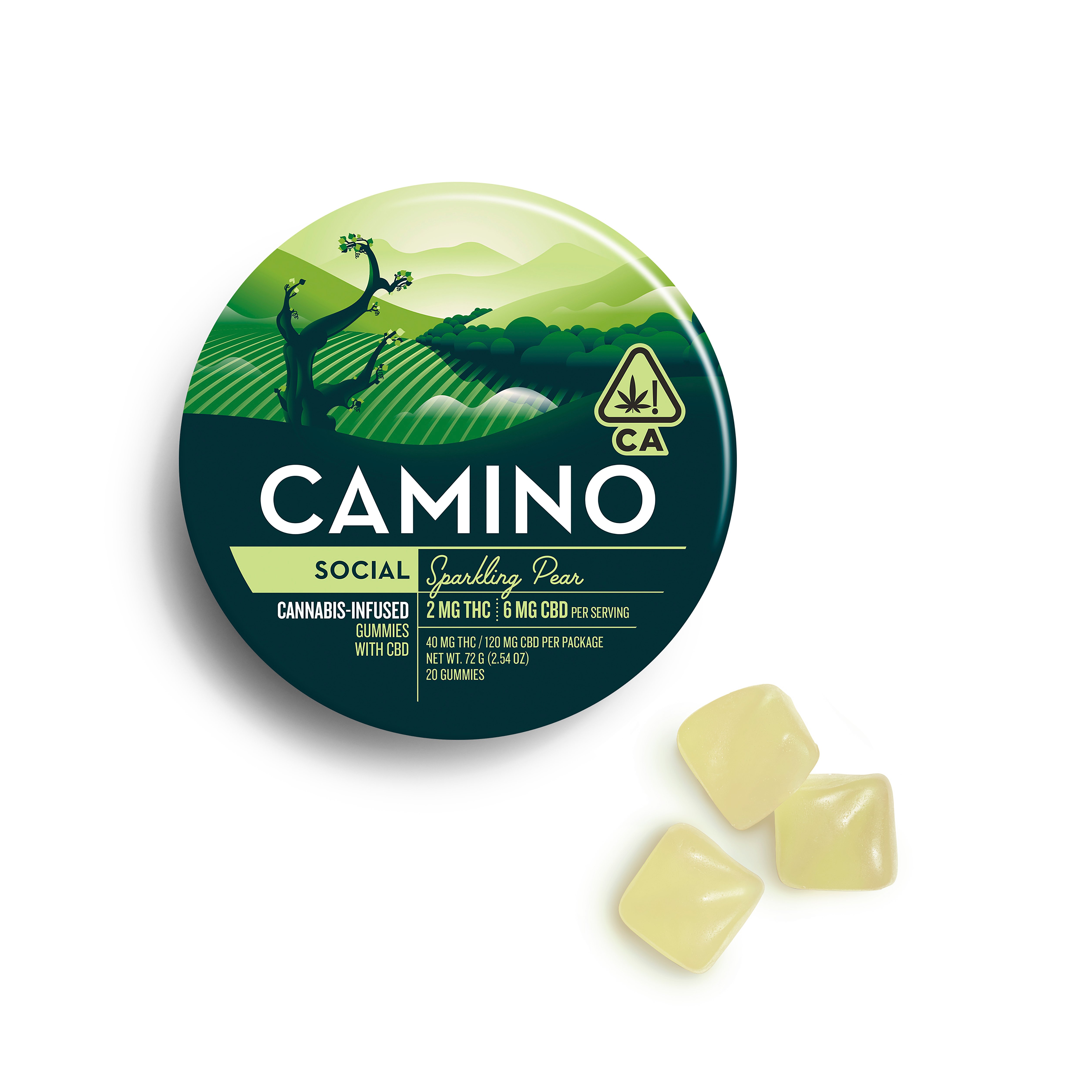 Camino – 2:6 'Social' Sparkling Pear [20pk] (40mg THC/120mg CBD)