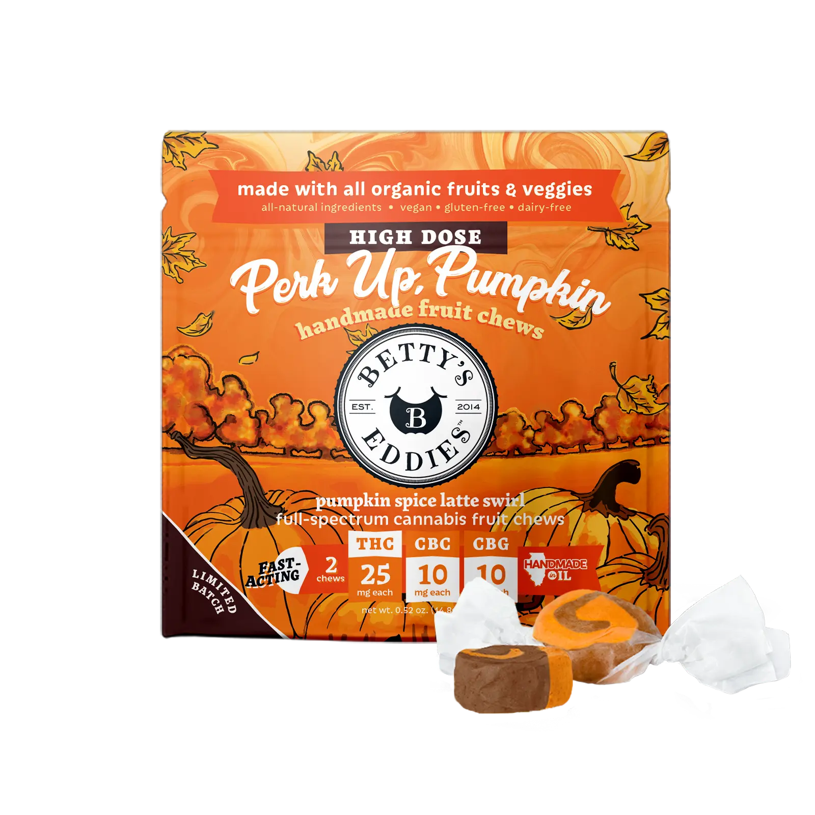 Betty's Eddies – Perk Up, Pumpkin Spice Latte Swirl [2pk] (50mg THC/20mg CBC/20mg CBG)