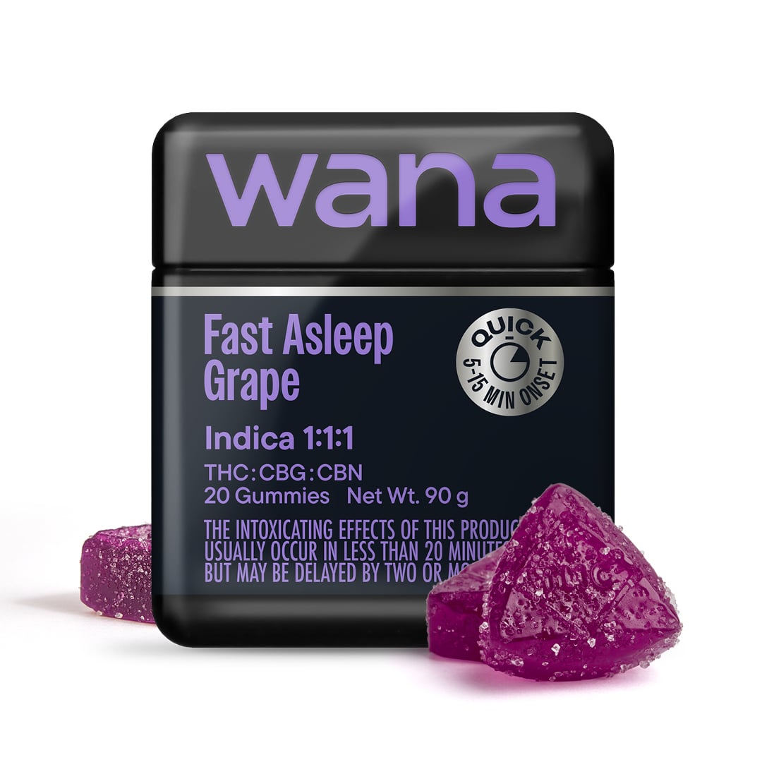 Wana – 1:1:1 Fast Asleep Grape [20pk] (100mg THC/100mg CBG/100mg CBN)
