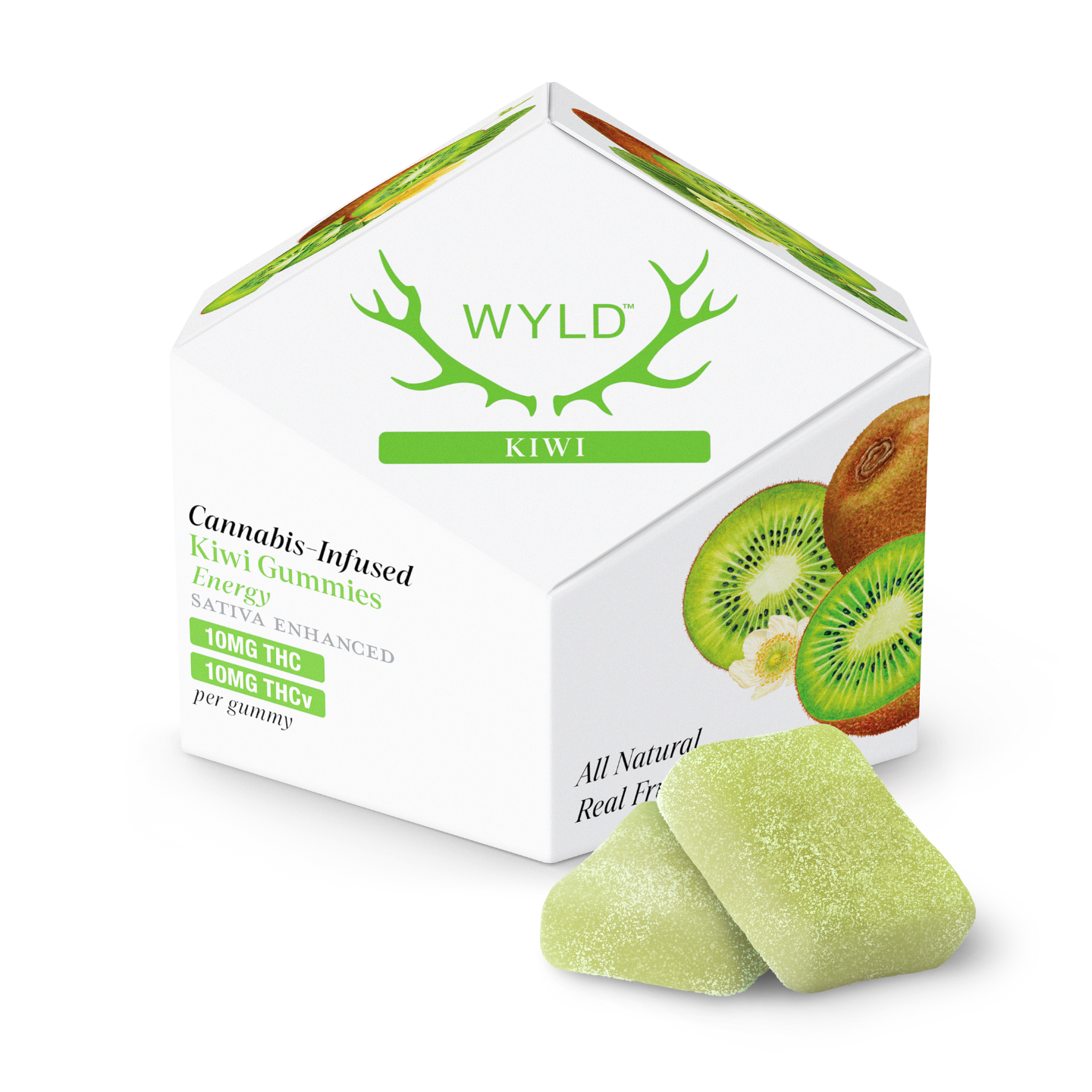WYLD – Kiwi 1:1 THCv + Sativa Enhanced Gummies | 100mg