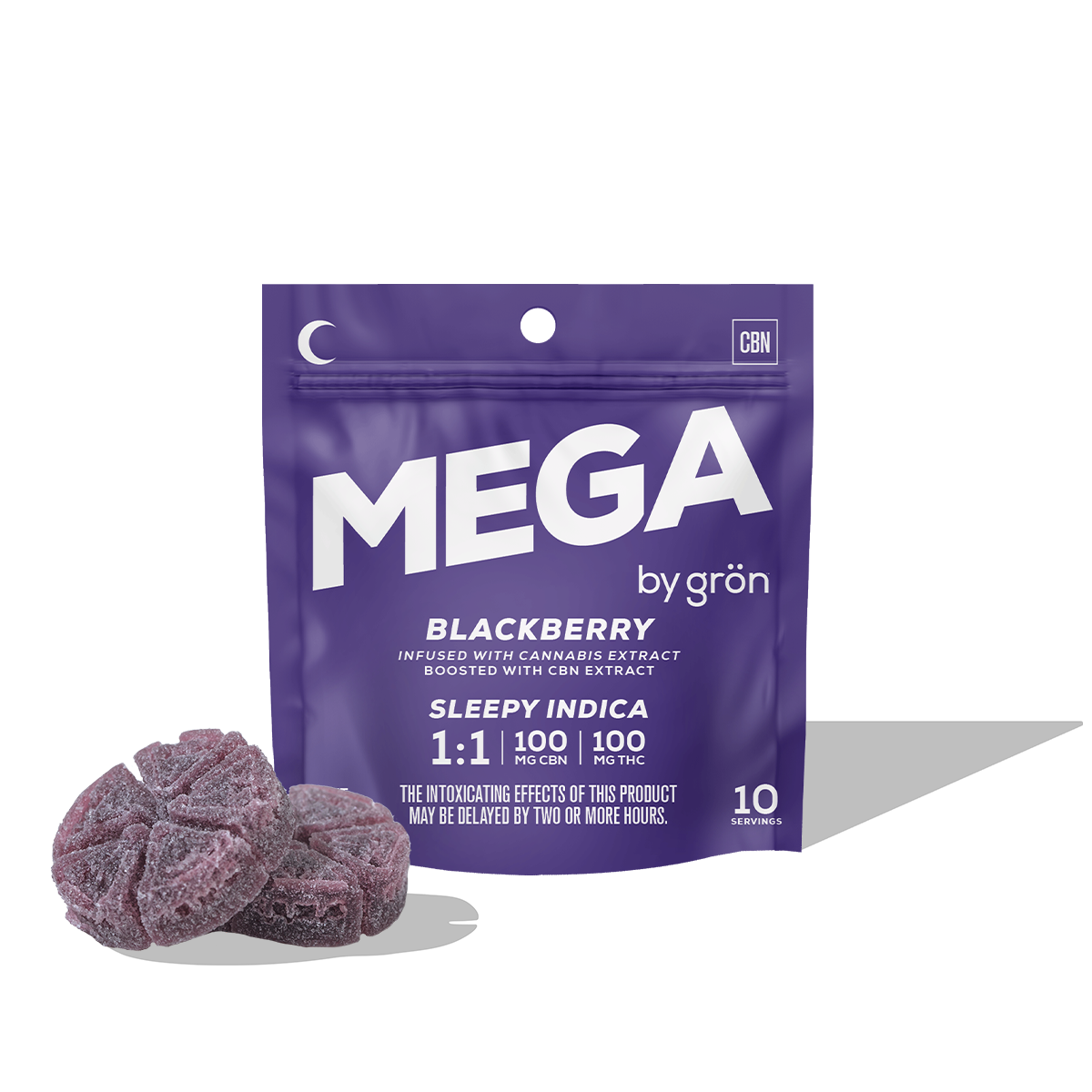 Grön – 1:1 CBN/THC Blackberry Mega Pearl [2pk, 10 Servings] (100mg CBN/100mg THC)