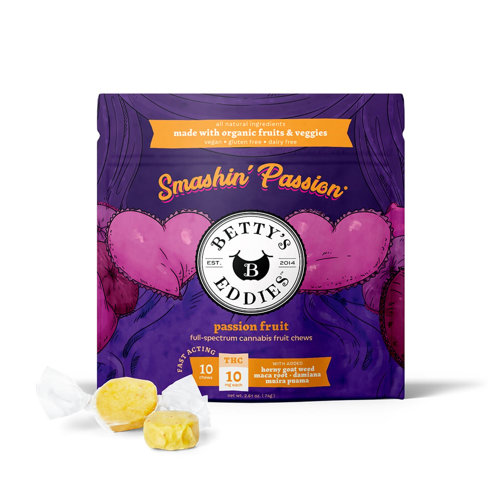 Betty's Eddies – Smashin’ Passion Passion fruit [10pk] (100mg THC) Aphrodisiac Fruit Chews
