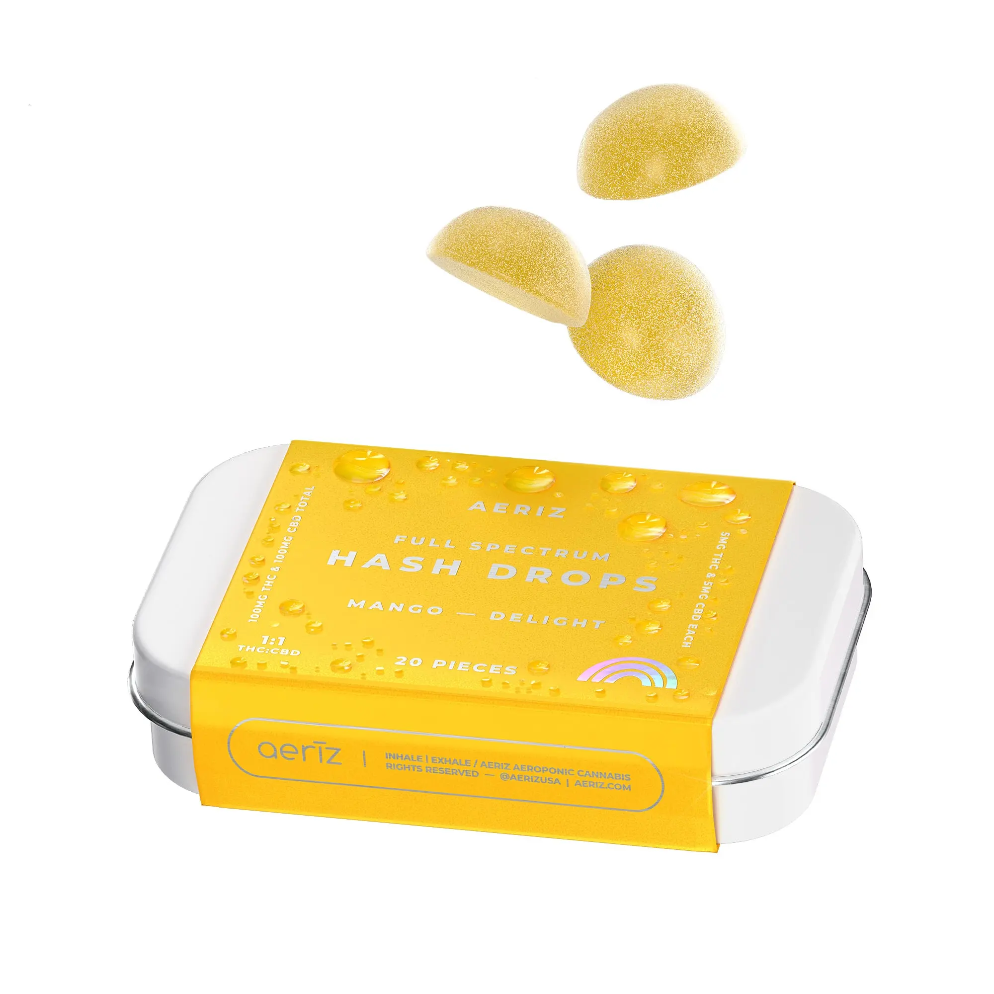 Aeriz – Mango Delight - Rainbow Pave [20pk] (100mg THC/100mg CBD)