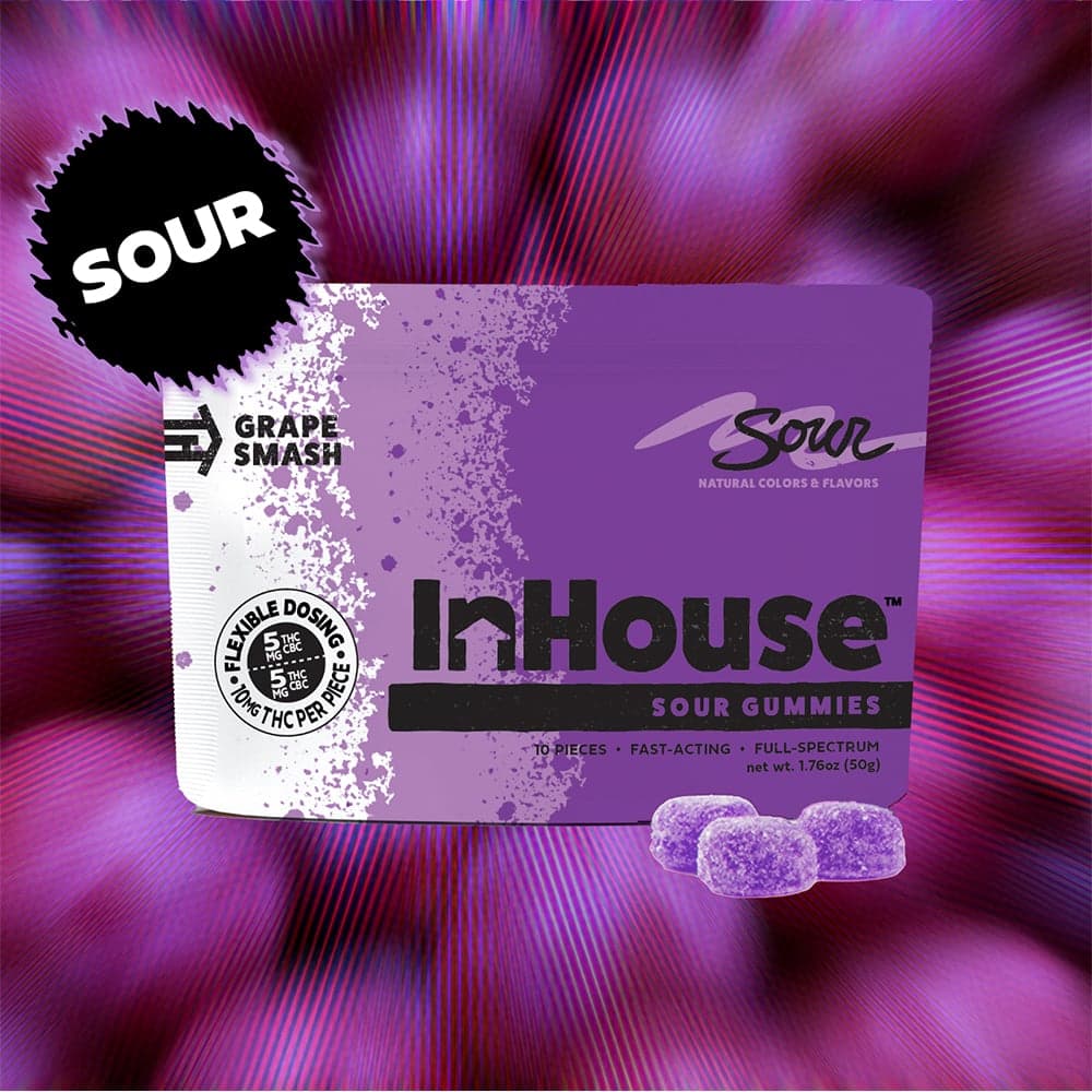 InHouse – Sour Grape Smash w/ CBC [10pk] (100mg THC/100mg CBC)