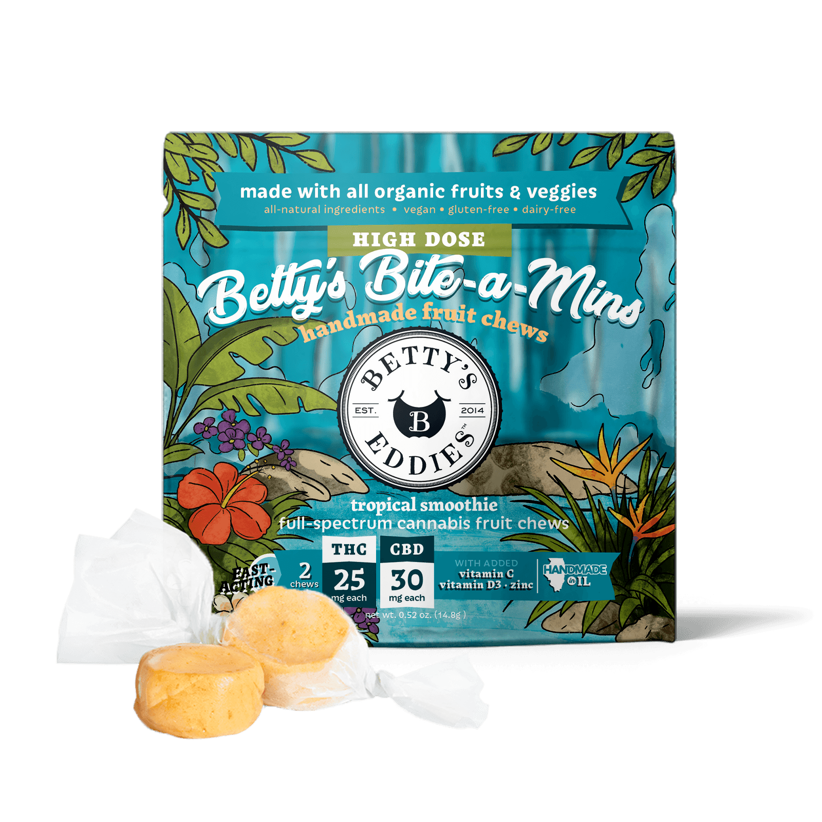 Betty's Eddies – Betty's Bite-a-Mins - Tropical Smoothie [2pk] (50mg THC/60mg CBD)