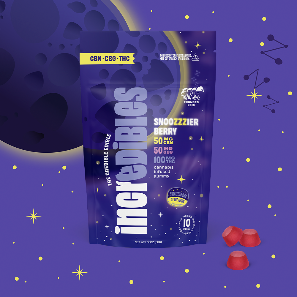 incredibles – 2:1:1 Snoozzzierberry + CBN + CBG [10pk] (100mg THC/50mg CBN/50mg CBG)