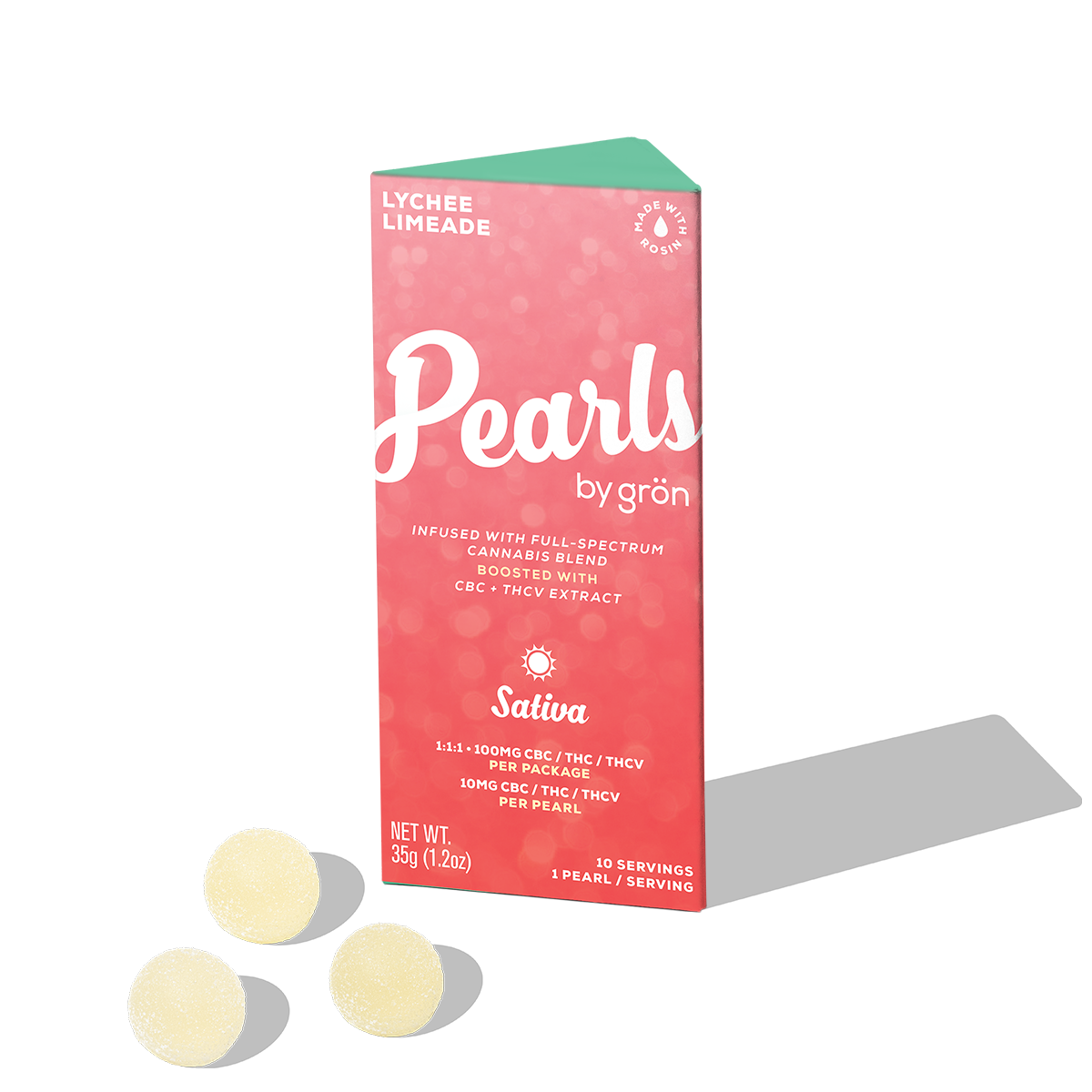 Grön – 1:1:1 Lychee Limeade Pearls [10pk] (100mg CBC/100mg THC/100mg THCV)