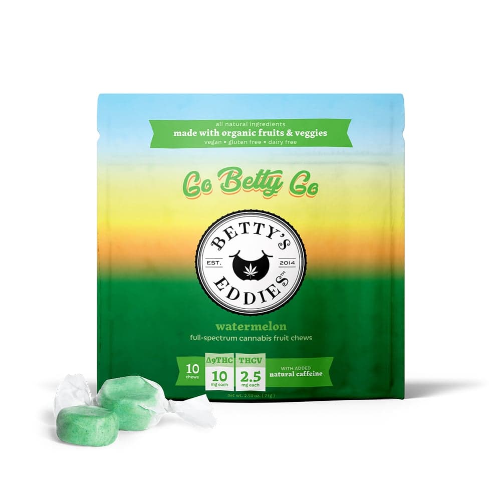 Betty's Eddies – Go Betty Go Watermelon [10pk] (100mg THC/25mg THCV) Energy Fruit Chews
