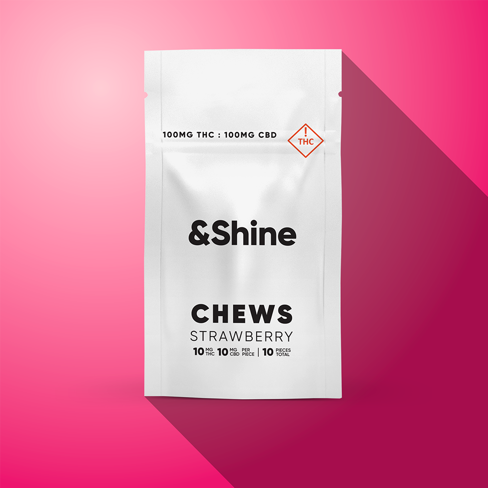 &Shine – Strawberry [10pk] (100mg CBD/100mg THC)