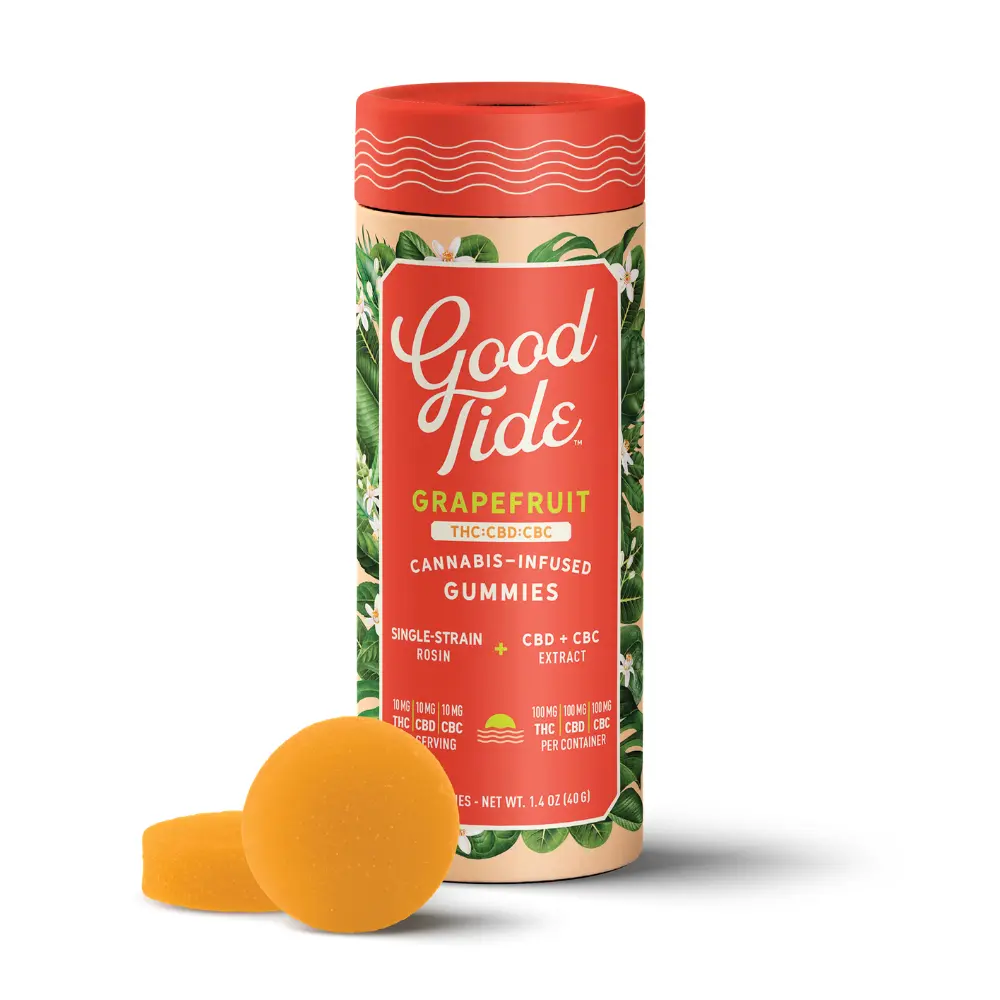 Good Tide – Grapefruit 1:1:1 CBD + CBC Single-Strain Rosin Gummies | Blissful | 100mg
