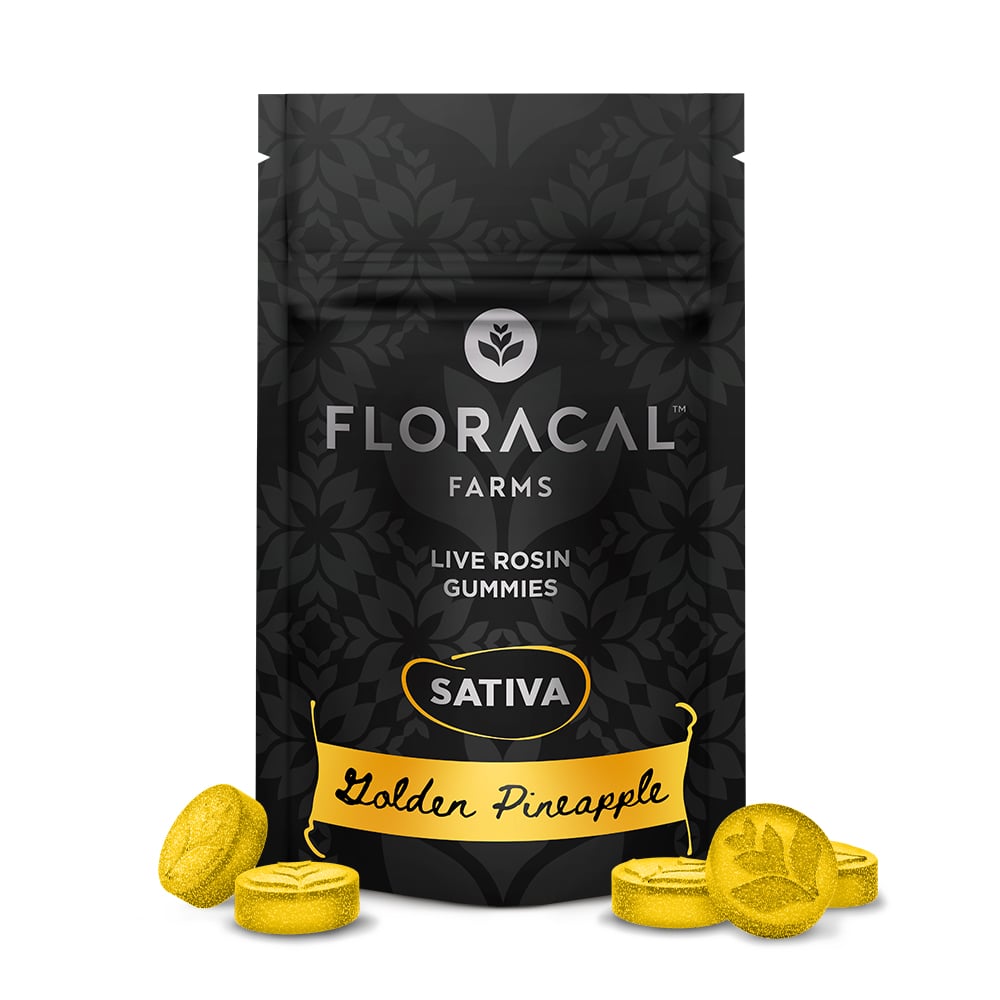 FloraCal™ – Live Rosin Gummies - Golden Pineapple [10pk] (100mg)
