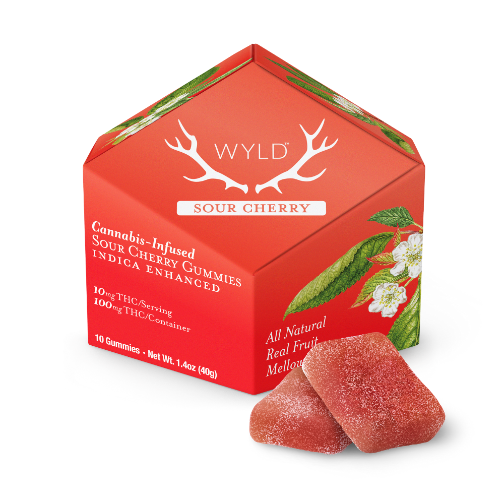 WYLD – Sour Cherry Indica Enhanced Gummies | 100mg