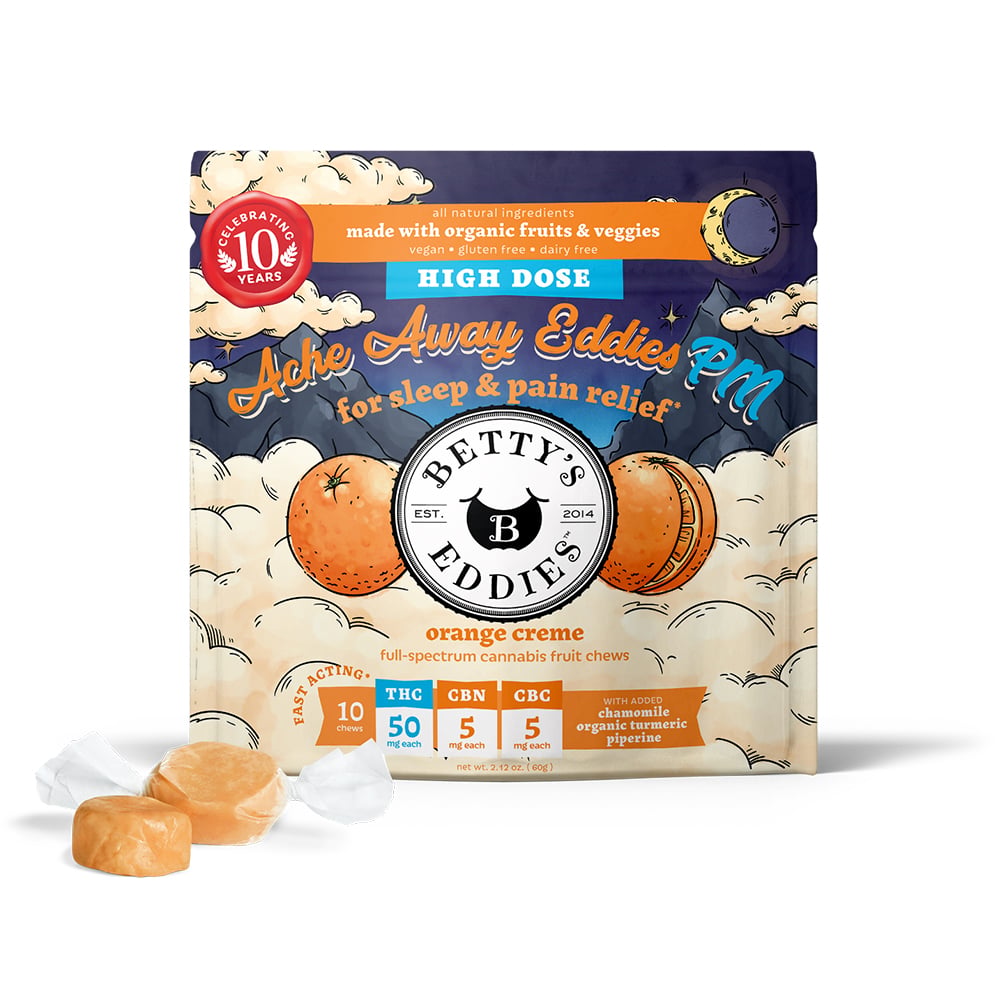 Betty's Eddies – Ache Away Eddies PM Orange Creme [10pk] (500mg THC/50mg CBN/50mg CBC)