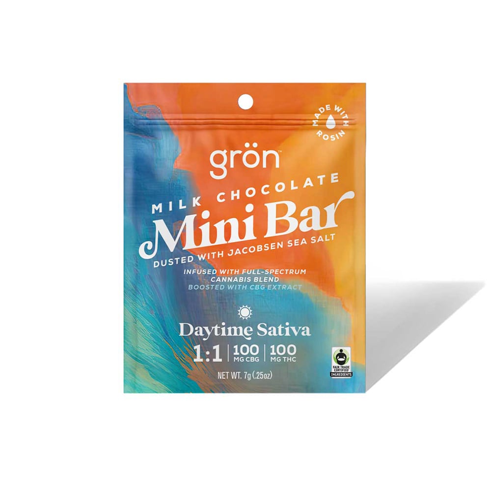 Grön – 1:1 Milk Chocolate Mini Bar - Daytime Sativa (100mg CBG/100mg THC)