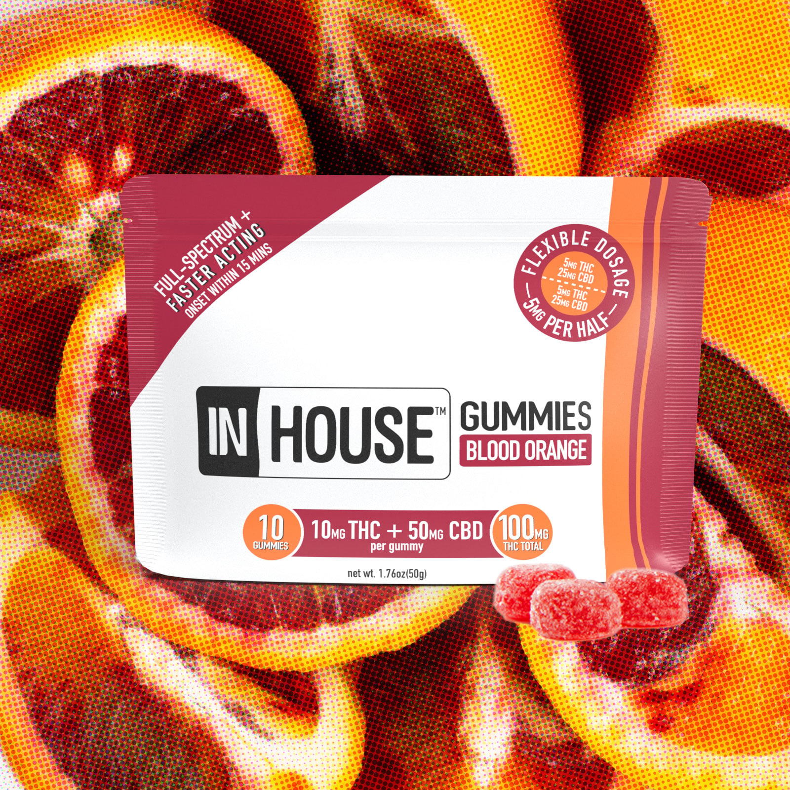InHouse – Blood Orange 5:1 [10pk] (500mg CBD/100mg THC)