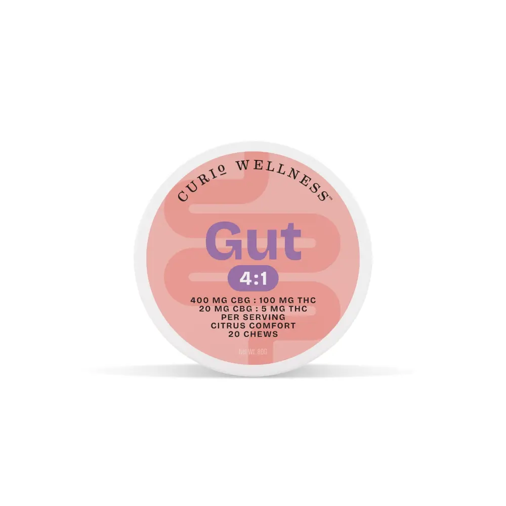 Curio Wellness – Gut | 4:1 Citrus Ginger [20pk] (400mg CBG/100mg THC)