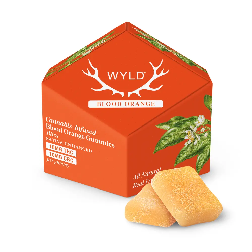 WYLD – Blood Orange 1:1 CBC + Sativa Enhanced Gummies | 100mg THC:100mg CBC