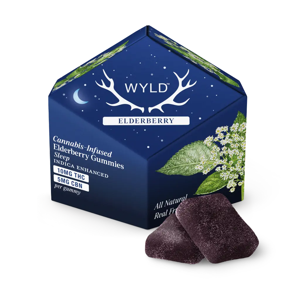 WYLD – Elderberry 2:1 CBN + Indica Enhanced Gummies | 100mg THC:50mg CBN