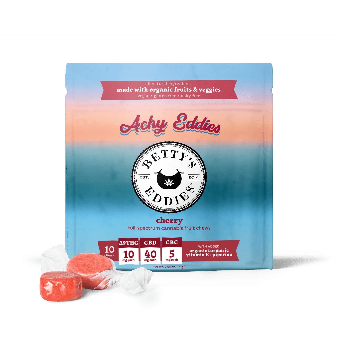 Betty's Eddies – Achy Eddies - Cherry [10pk] (100mg THC/400mg CBD/50mg CBC)