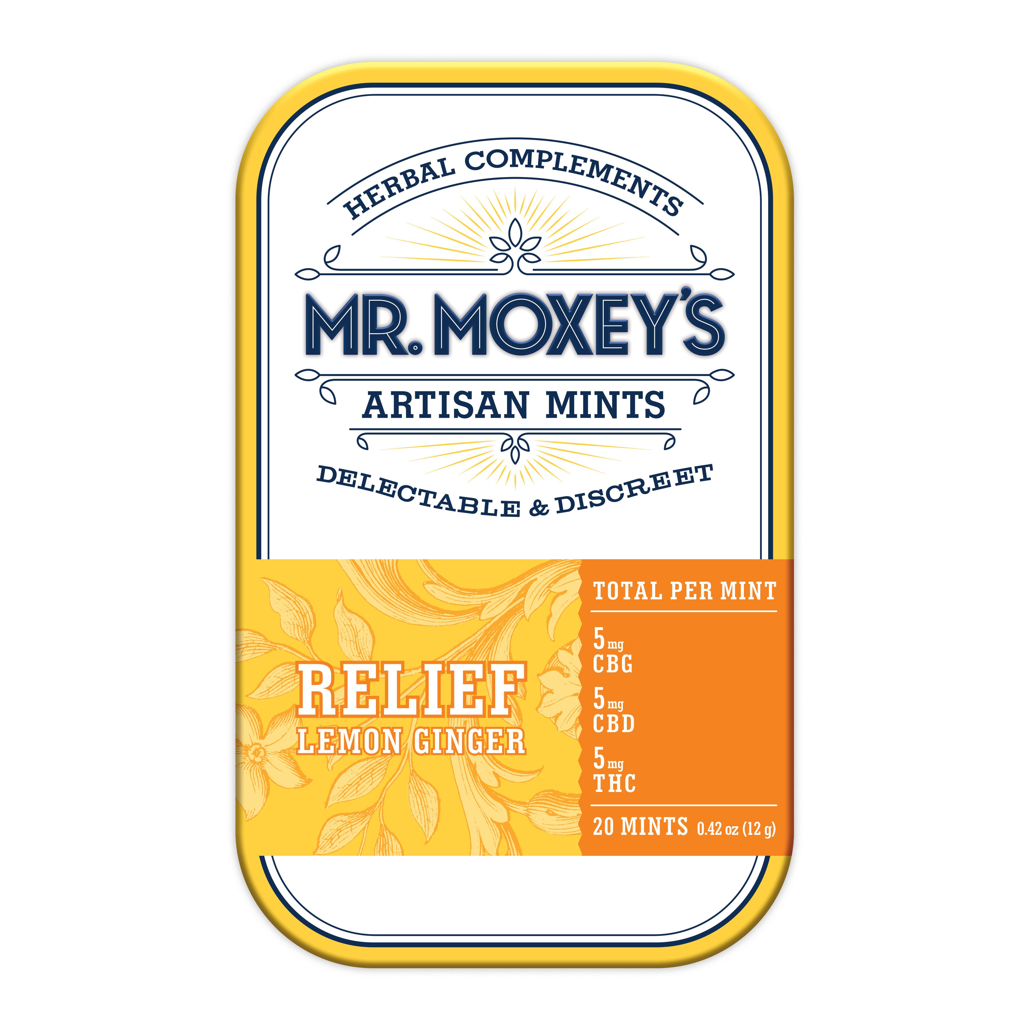 Mr. Moxey's – Relief 1:1:1 CBG Lemon Ginger Mints (100mg CBG/100mg CBD/100mg THC)