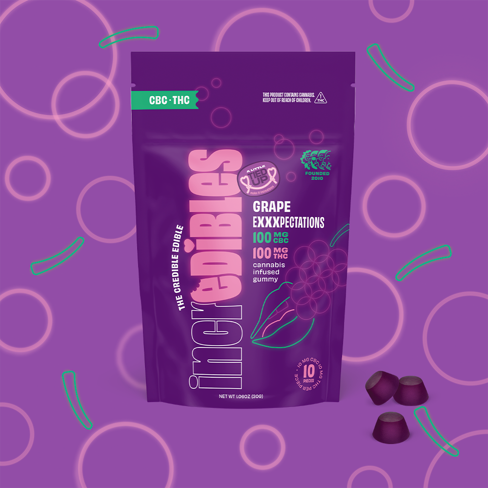incredibles – 1:1 Grape Exxxpectations + CBC [10pk] (100mg CBC/100mg THC)