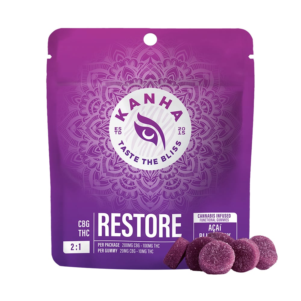 KANHA – Harmony Restore 2:1 Acai Blueberry [10pk] (200mg CBG /100mg THC)