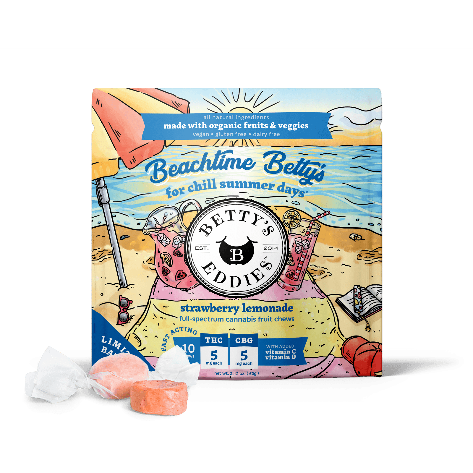 Betty's Eddies – Beachtime Betty's - Strawberry Lemonade [10pk] (50mg THC/50mg CBG)