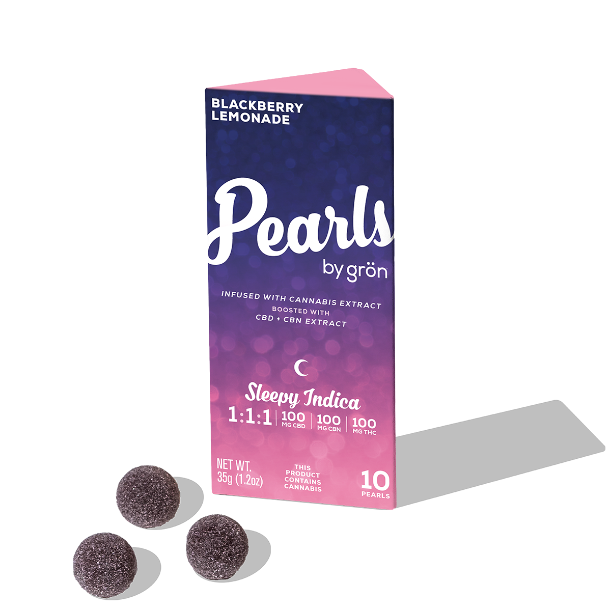 Grön – 1:1:1 Blackberry Lemonade Pearls - Sleepy Indica (100mg CBD/ 100mg CBN/ 100mg THC)