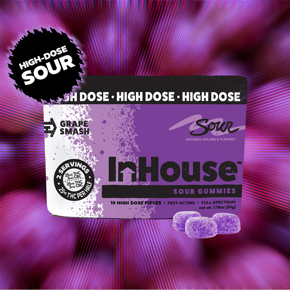InHouse – Sour Grape Smash w/ CBC [10pk] (500mg THC/50mg CBC)