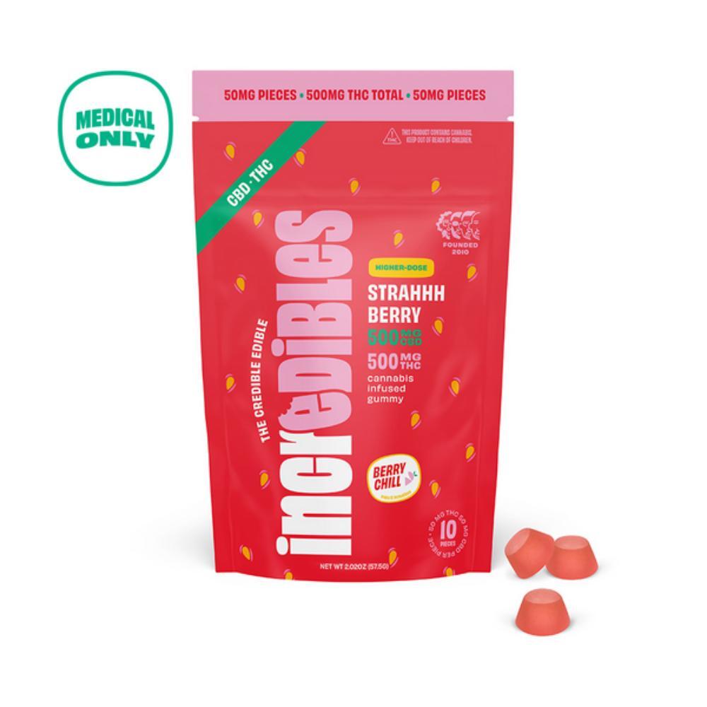 incredibles – MEDICAL 1:1 Strahhhberry + CBD High Dose [10pk] (500mg THC/500mg CBD)