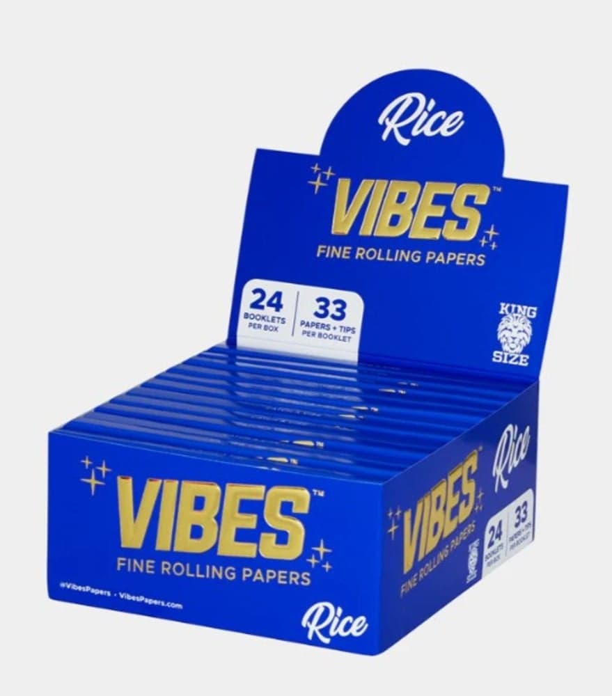 Vibes – King Size Slim Rice Papers & Tips [33pk]