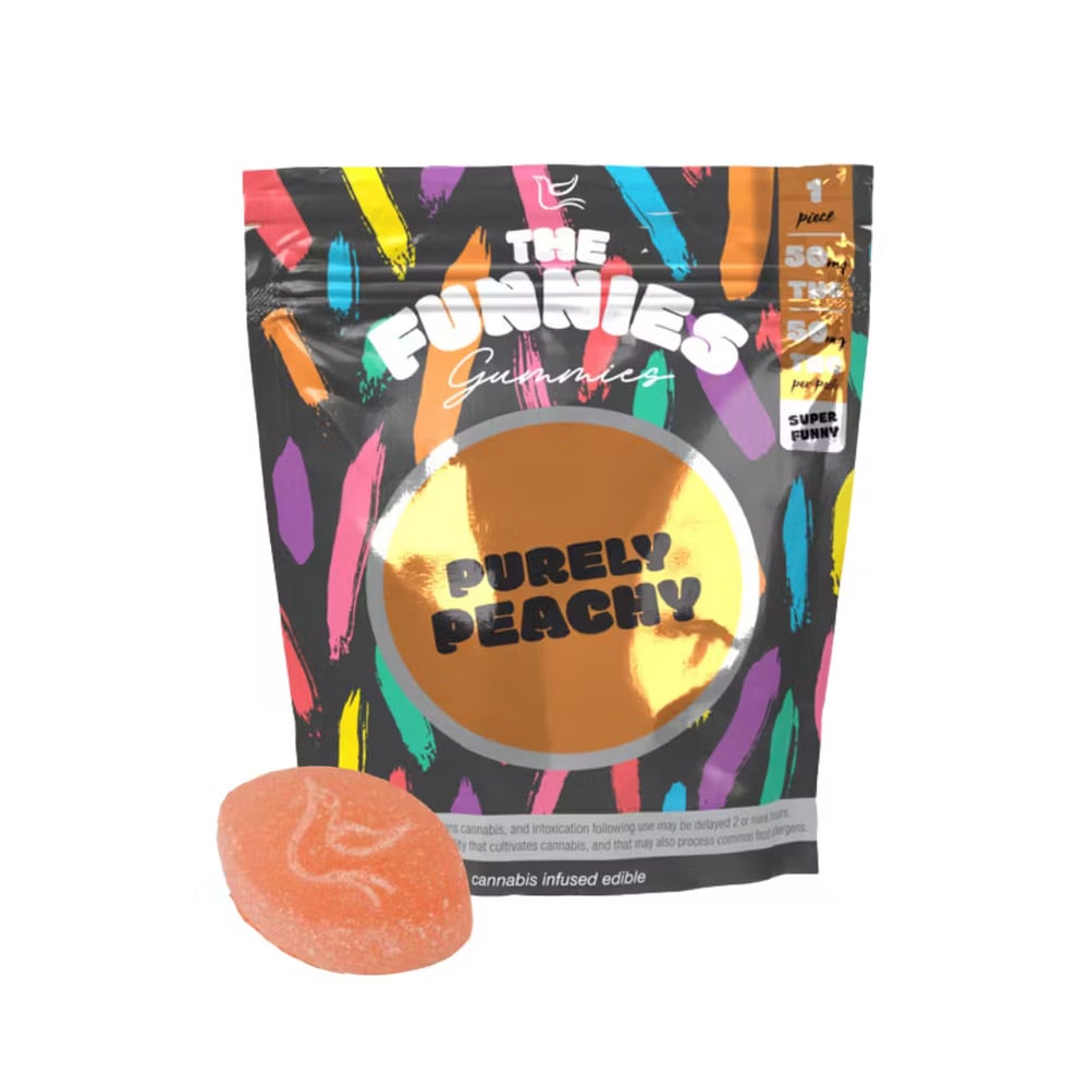 The Funnies Gummies – The Funnies -- Purely Peachy -- Super Funny Gummies 1 Pack -- 50mg