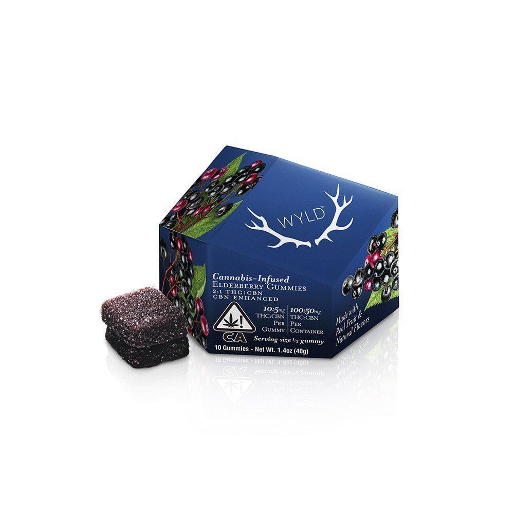 WYLD – Elderberry 2:1 CBN + Indica Enhanced Gummies | 100mg THC:50mg CBN