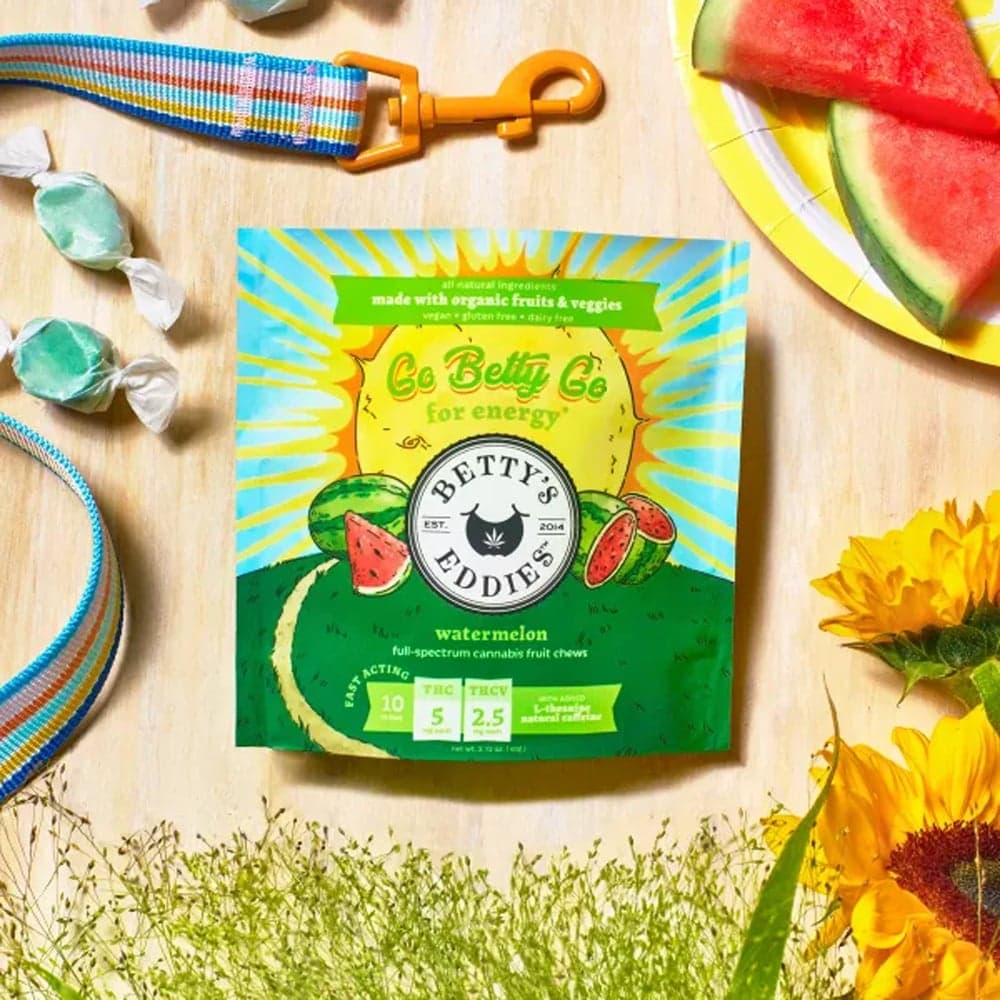 Betty's Eddies – Go Betty Go Watermelon [10pk] (100mg THC/25mg THCV) Energy Fruit Chews