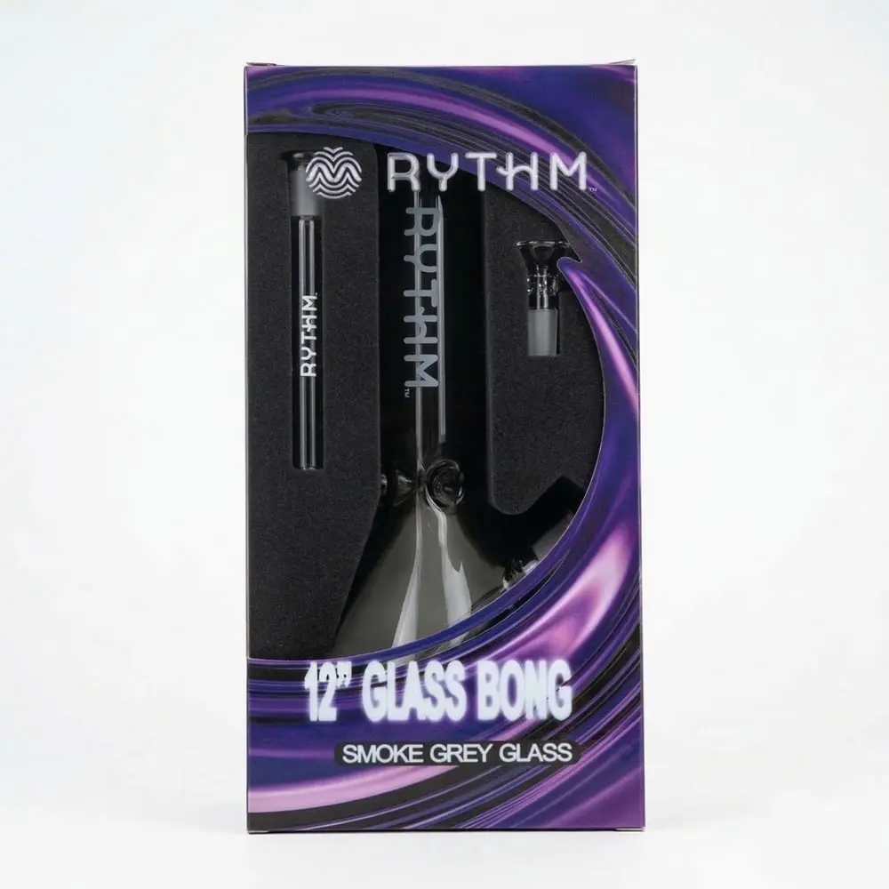 RYTHM – 12" Glass Bong - Smoky Grey