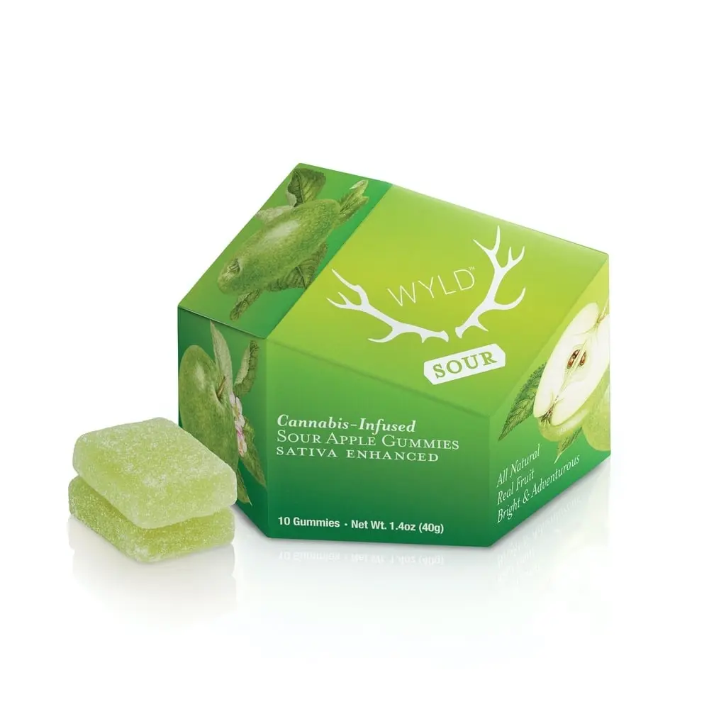 WYLD – Sour Apple Sativa Enhanced Gummies | 100mg