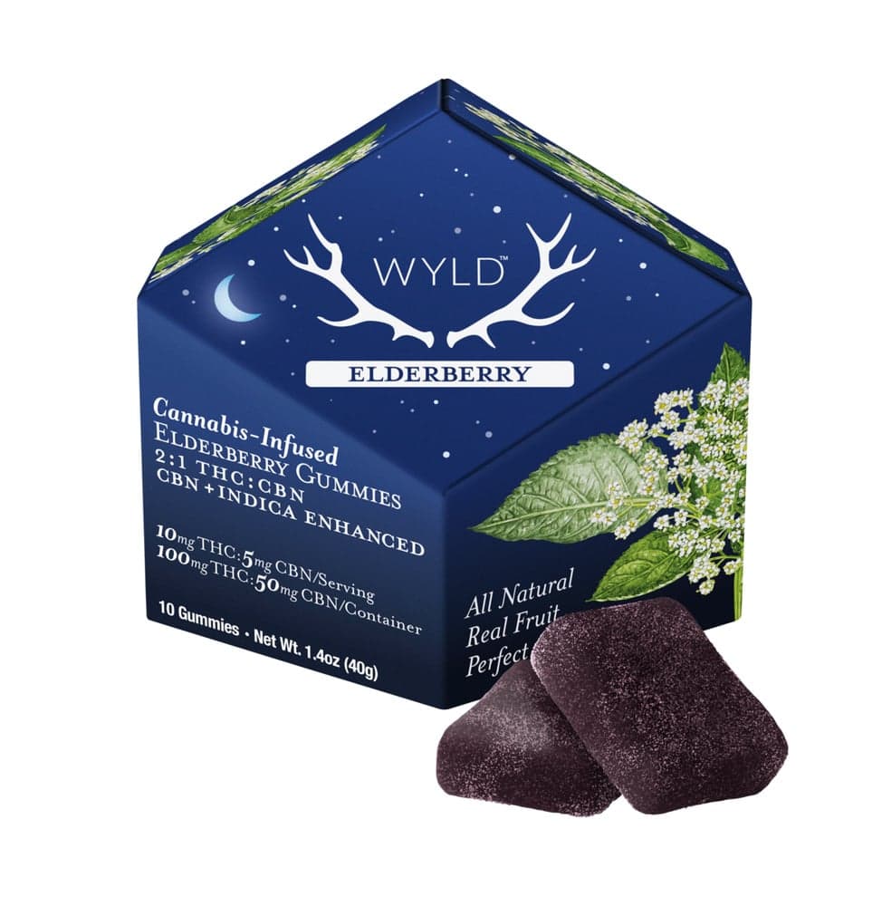 WYLD – Elderberry 2:1 CBN + Indica Enhanced Gummies | 100mg THC:50mg CBN