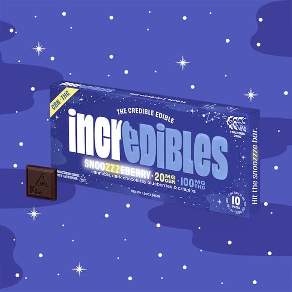 incredibles – 5:1 Snoozzzeberry + CBN Bar [10pk] (100mg  THC/20mg CBN)