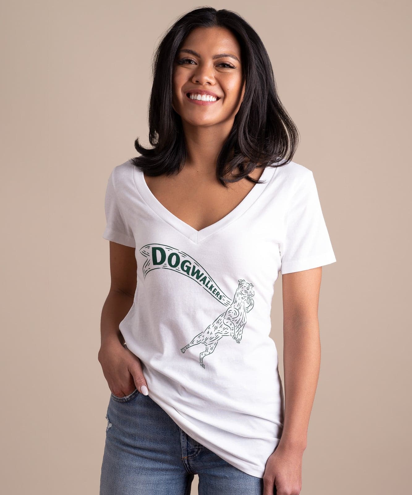 Dogwalkers – Women's V-Neck Tee  [L] 